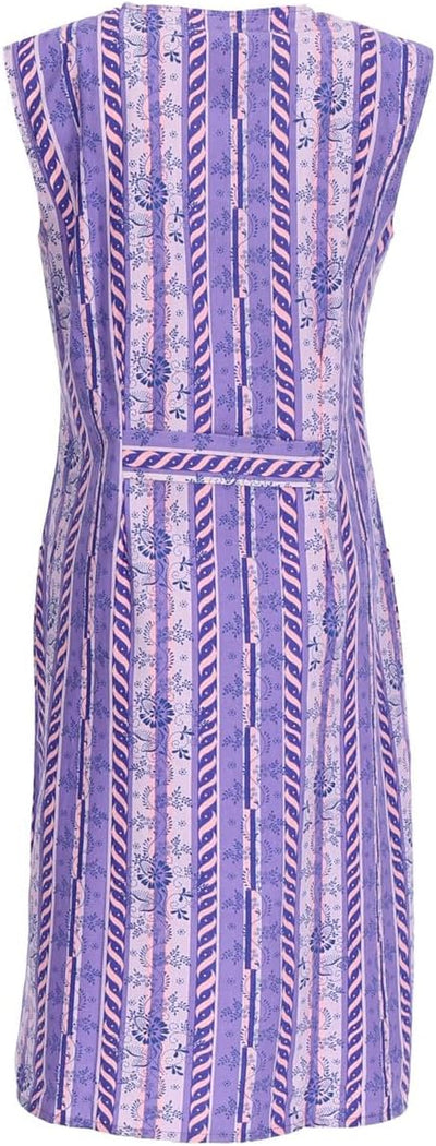 Knopfkittel Baumwolle bunt Kochschürze Hauskleid Kittel Schürze ohne Arm 38 violett, 38 violett