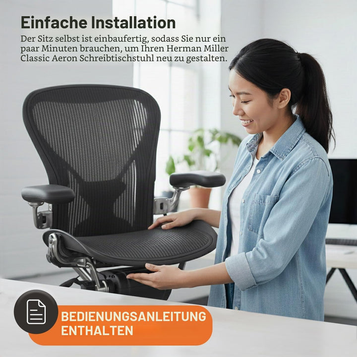 FOAMON Ersatzsitz für Herman Miller Classic Aeron Grösse B Medium (schwarzes Netz)