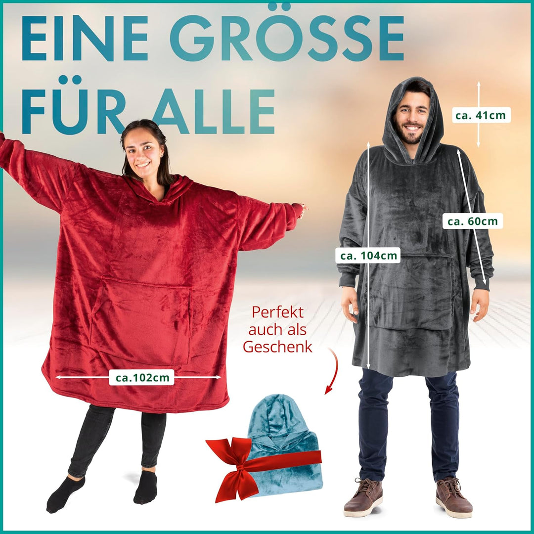 Walser Kuschelpullover, Snuggle Hoodie Decke mit Ärmeln und Kapuze, Oversize Hoodie Damen flauschig,