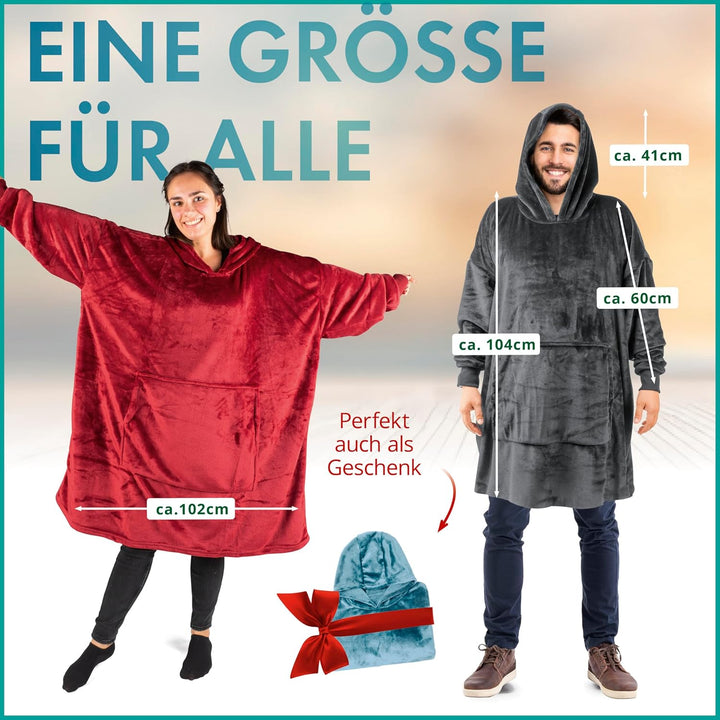 Walser Kuschelpullover, Snuggle Hoodie Decke mit Ärmeln und Kapuze, Oversize Hoodie Damen flauschig,