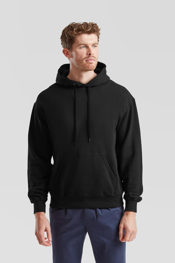 Fruit of the Loom Herren Ss106m Kapuzenpullover S Schwarz + Gratis Myshirt Stoffbeutel, S Schwarz +