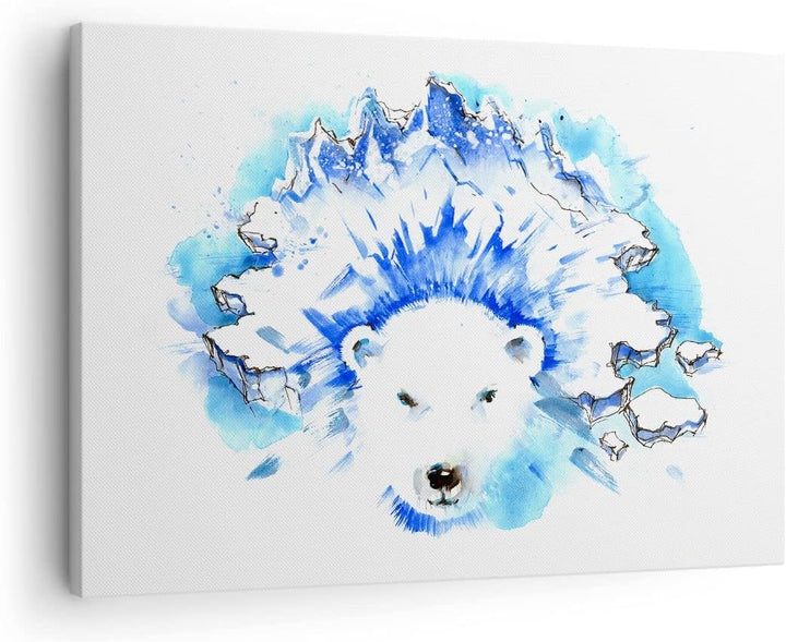 Bilder auf Leinwand Bär Eis Winter Arktis Leinwandbild 70x50cm Wandbilder Dekoration Wohnzimmer Schl