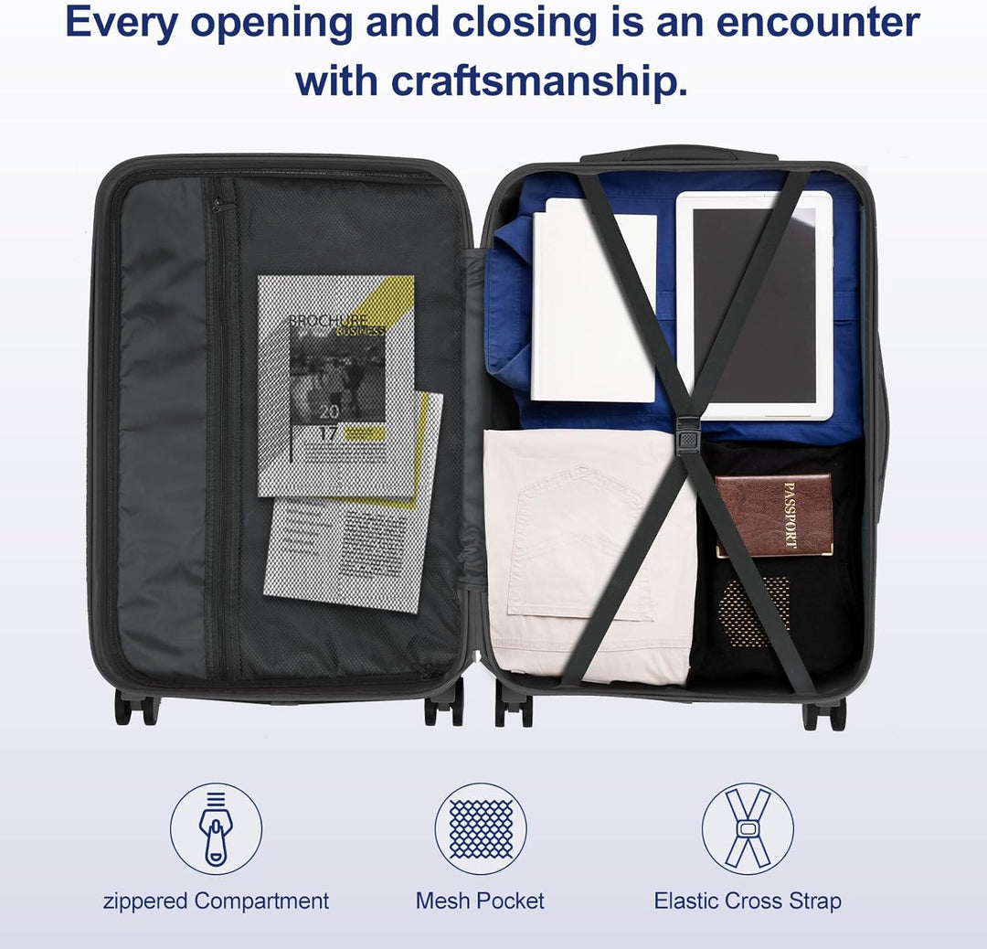 LALAHO Kofferset 5 teilig, Reisekoffer Set mit Kosmetikkoffer, Hartschalen Koffer Set aus ABS, Gepäc