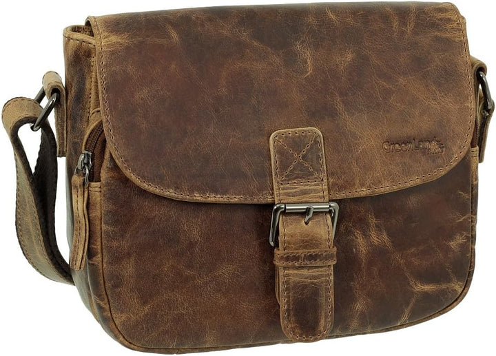 Geschenkset - Leder Damen Umhängetasche Schultertasche Messenger Tasche 25 cm Farbe braun