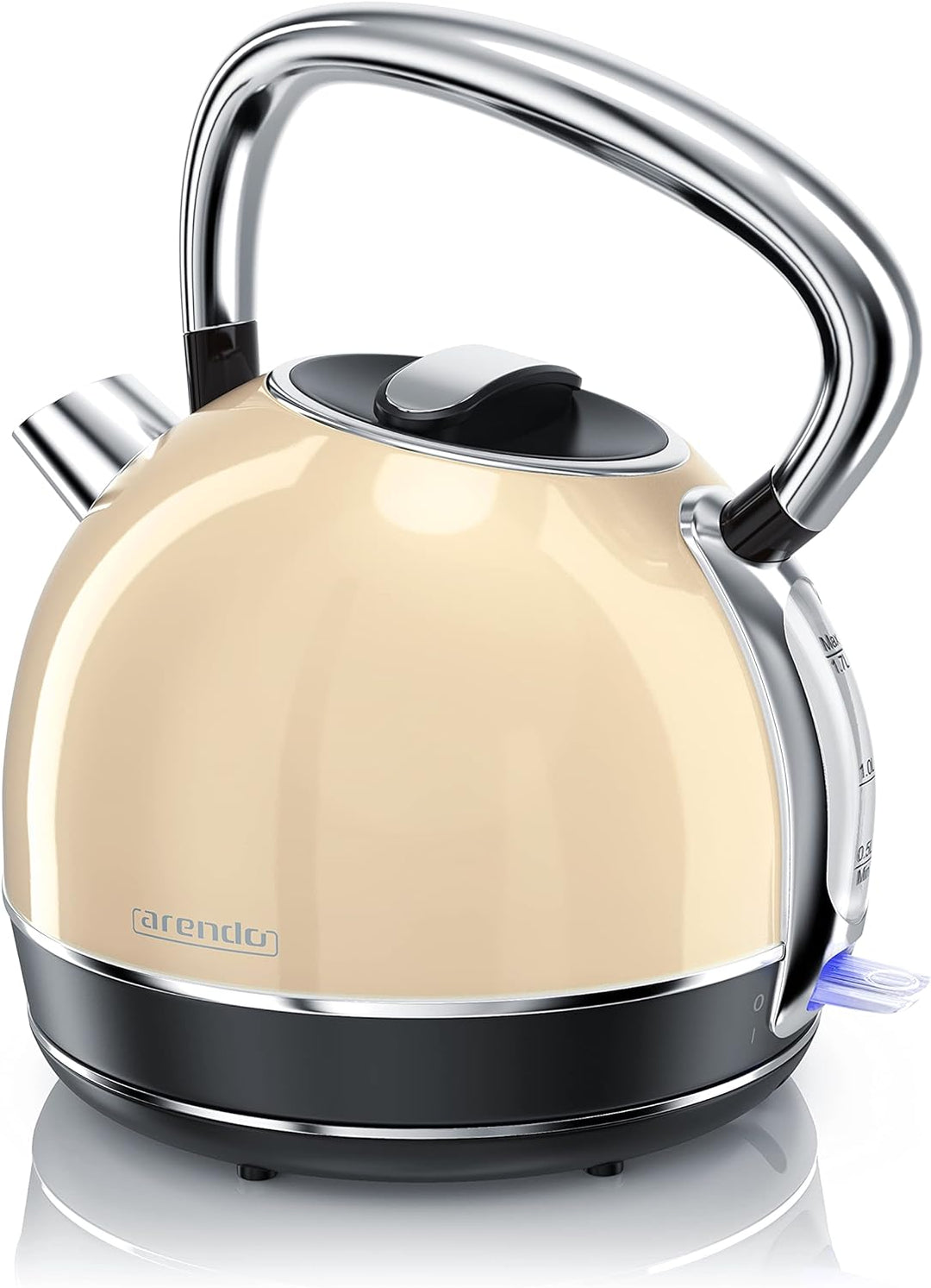 Arendo - Wasserkocher Retro Edelstahl Teekessel im Vintage Style - max. 2200 Watt - austauschbarer K