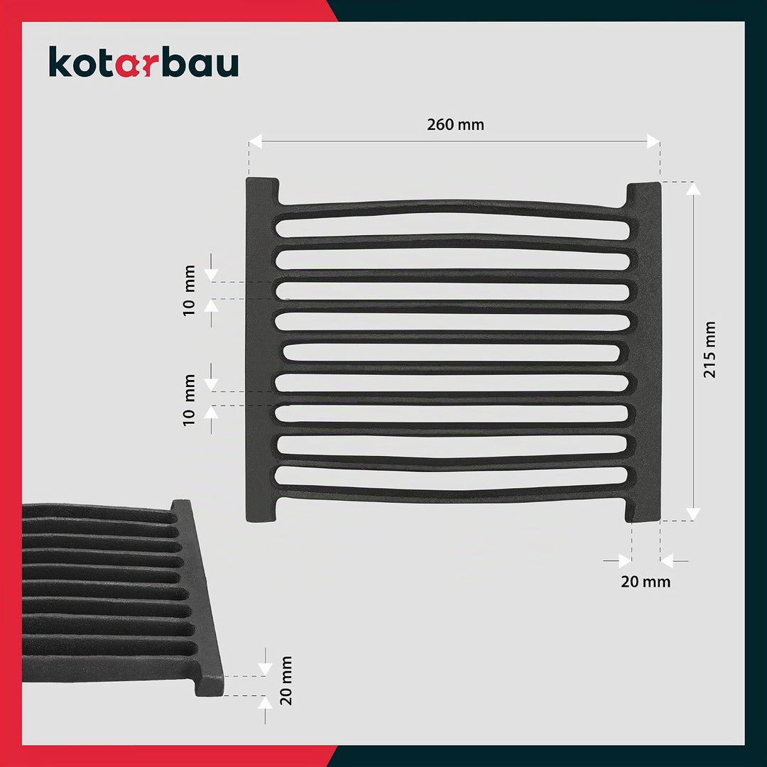 KOTARBAU Kaminrost 26 x 21,5 cm Kaminofen Tafelrost Rost Ascherost Ofengitter Kamin Ersatzteile Zube