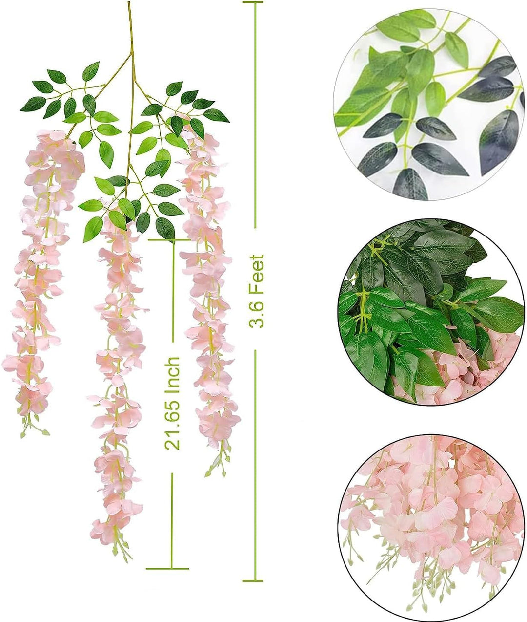 HanYun 12 Stück Künstliche Glyzinien Blumen, Künstliche Blumen Blumengirlande Kunstpflanzen Hängende