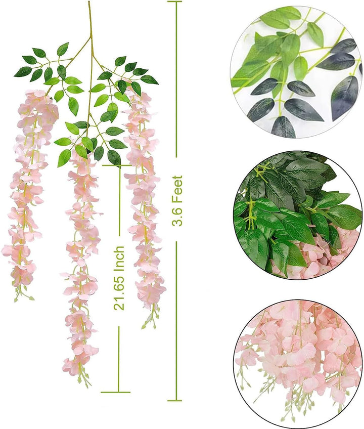 HanYun 12 Stück Künstliche Glyzinien Blumen, Künstliche Blumen Blumengirlande Kunstpflanzen Hängende