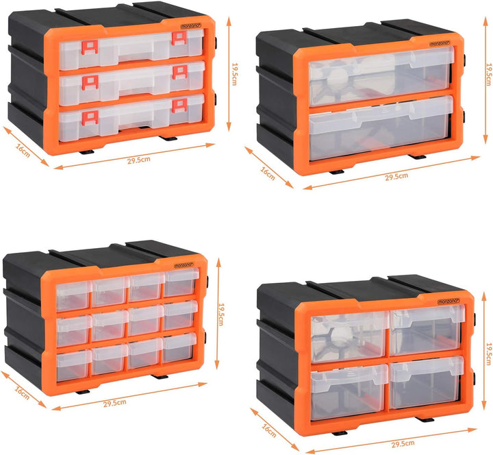 MONZANA® Kleinteilemagazin Sortimentskasten erweiterbar 72 Fächer Sortierbox für Kleinteile Aufbewah