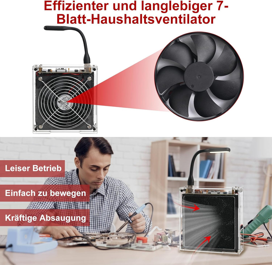 Löt Bausatz, DIY Lötnebelabsauger Lötprojekt-Set, Lötrauchabsorber-Set mit LED-Beleuchtung & Filtern