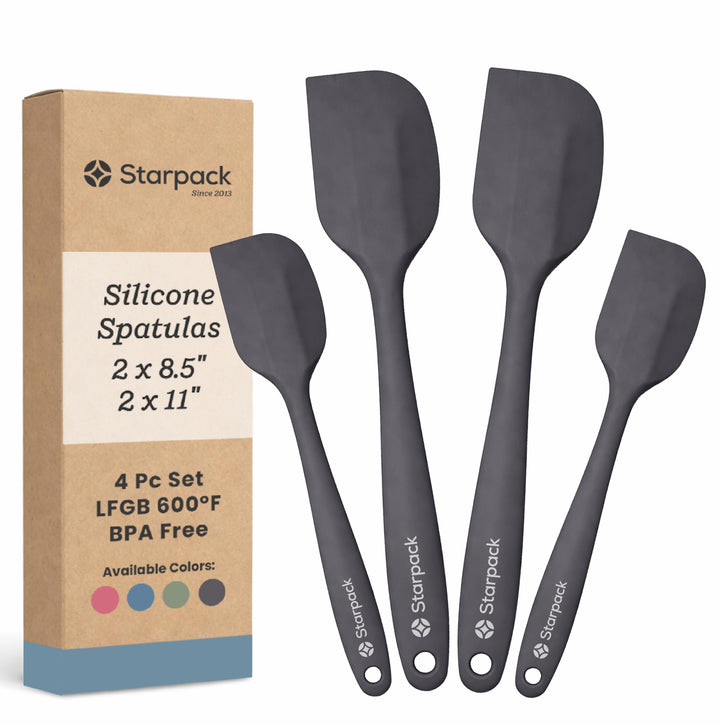 StarPack Premium Silikon Pfannenwender 4er Set mit hygienisch solider Beschichtung - Bonus 101 Kochs