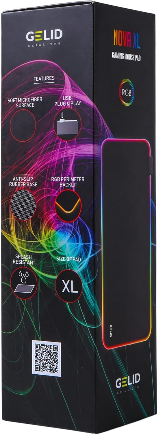 Gelid Solutions Nova Mauspad XL - Gaming Mousepad mit LED Beleuchtung - Schreibtischunterlage - Gros