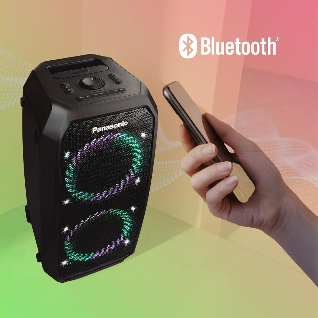 Panasonic SC-BMAX30 tragbarer Party-Lautsprecher mit Bluetooth, integrierter Beleuchtung, Bass Refle