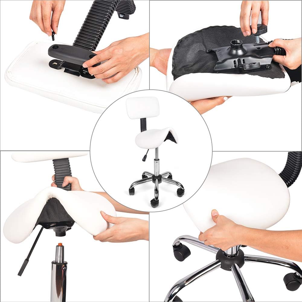 Mingone Sattelhocker Ergonomischer Arbeitshocker 360° Drehbarer Hocker Höhenverstellbarer Bürohocker