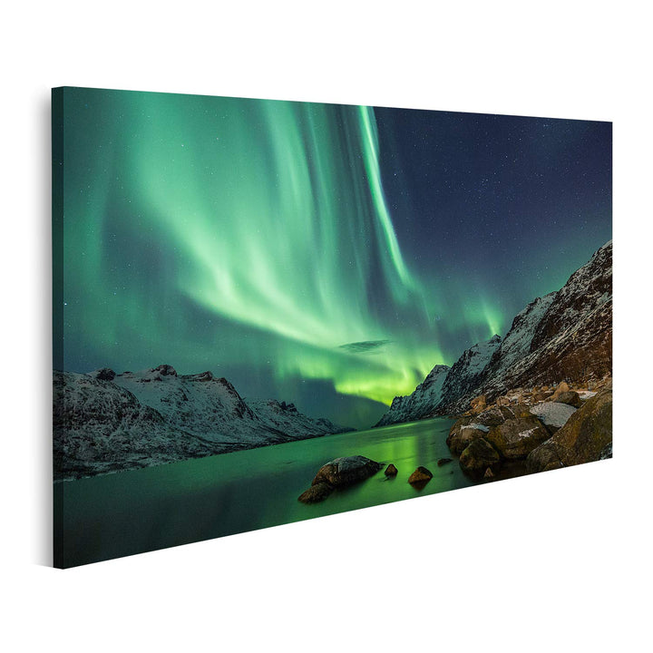 islandburner Bild auf Leinwand Aurora Borealis Über Tromso Skandinavien Nordlicht Bilder Wandbilder