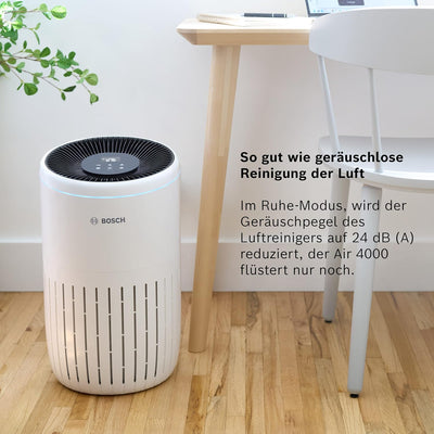 Bosch Air 4000, Luftreiniger für bis zu 62,5 m² entfernt 99,9% aller Verschmutzungen, 3in1 Filter in