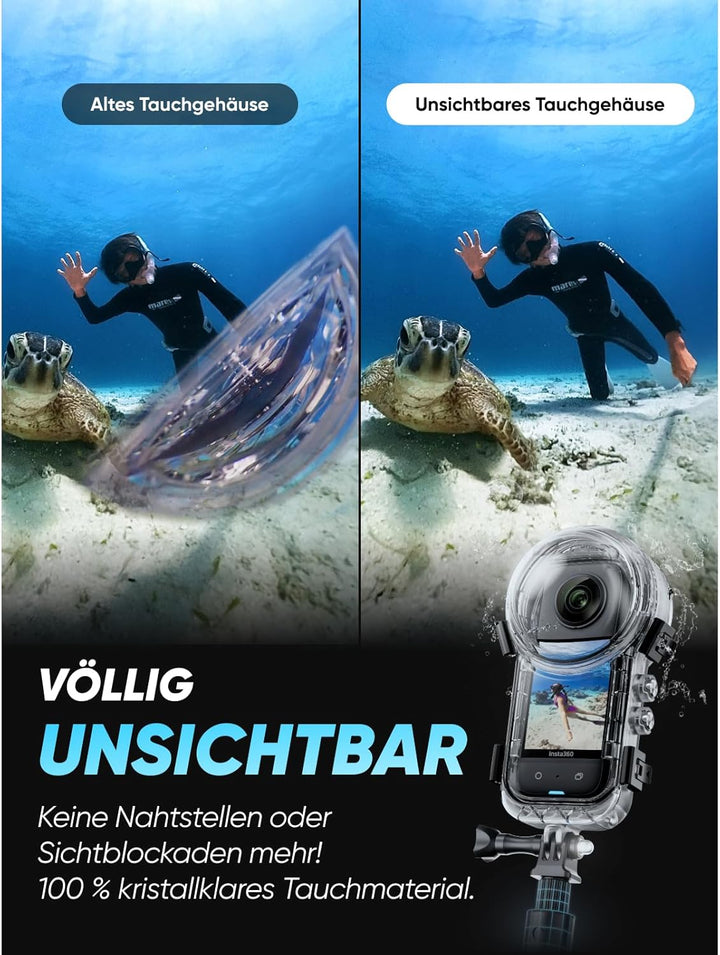 Insta360 X3 Invisible-Dive-Kit - wasserdichte 360°-Actionkamera mit 1/2"-Sensor, 5,7K 360°, 72MP 360
