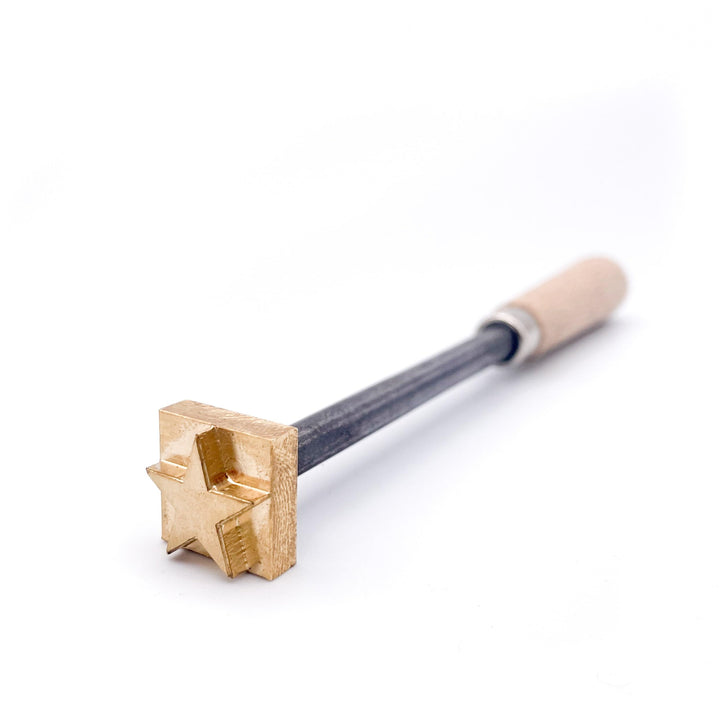 Brandstempel mini verschiedene Motive - Motiv Stern ca. 15 x 15 mm inkl. Handgriff und Feuerzeug, St