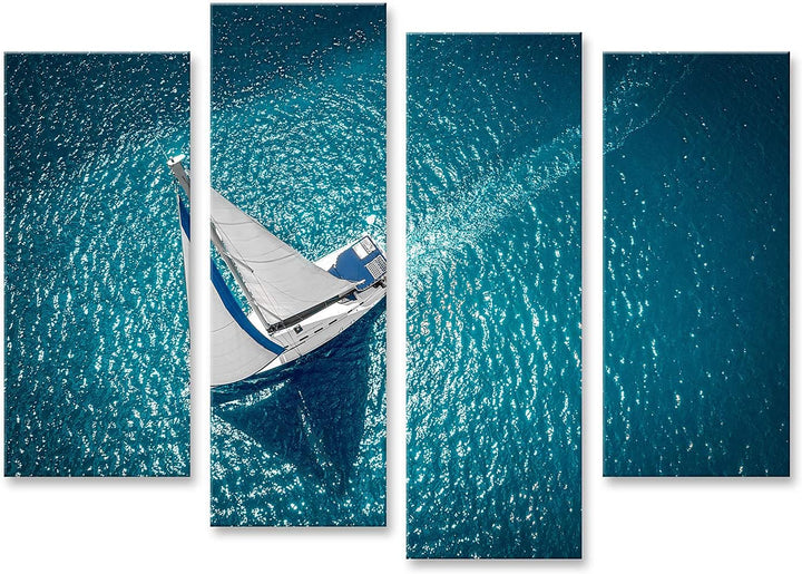 islandburner Bild auf Leinwand Regatta Segelschiff Yachten Mit Weissen Segeln Auf Offener See Luftau
