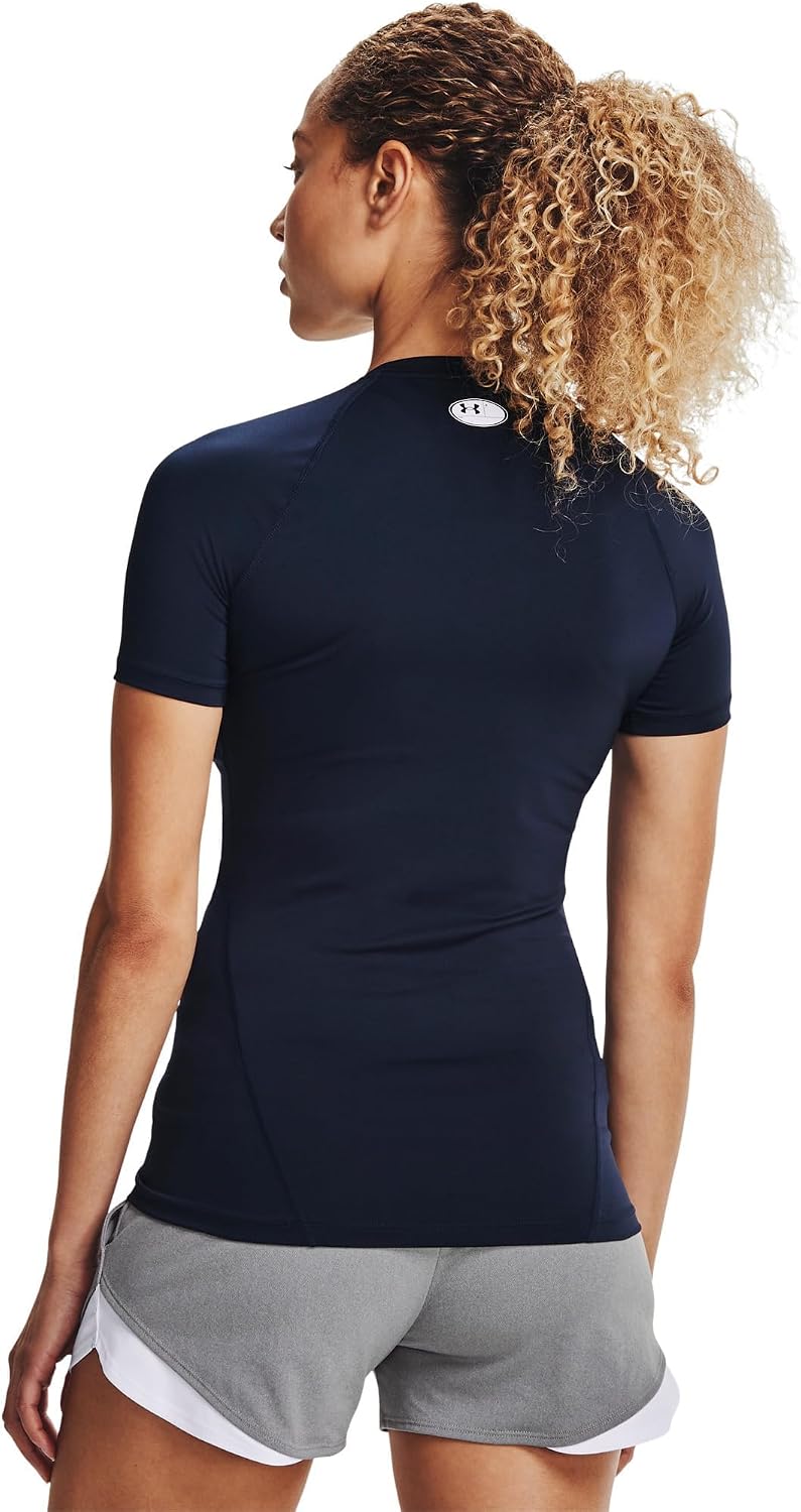 Under Armour Damen HeatGear Compression Short-Sleeve T-Shirt S Midnight Navy (410)/White, S Midnight