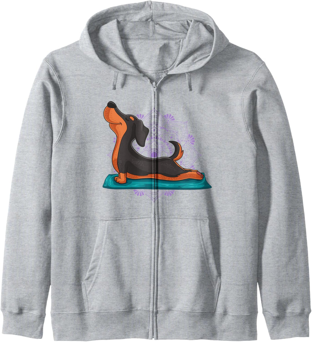 Niedlicher Dackel Hund Yoga Position Workout Instructor Kapuzenjacke
