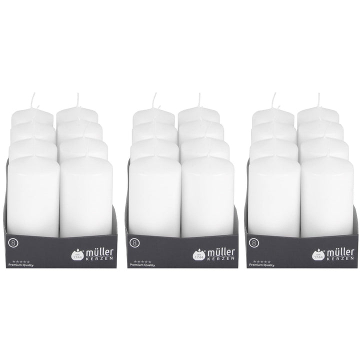 24 Gastro - Stumpenkerzen 120 x 60, Weiss, selbstverlöschende Sicherheits - Stumpenkerzen
