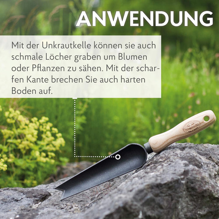 DeWit Unkraut-Kelle aus Borstahl 32 cm I Unkrautstecher in Bester Qualität I Profi Garten-Zubehör zu