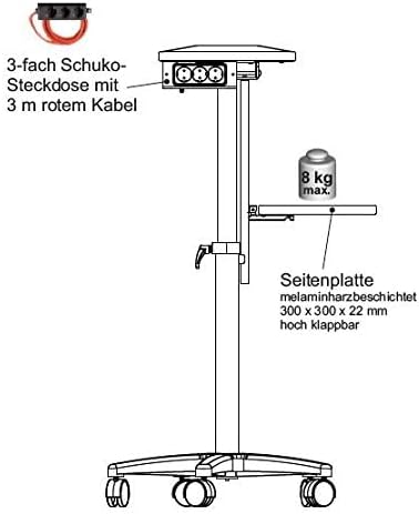 MAUL Beamertisch MAULpro | Tisch für Projektor und Beamer | Laptopständer höhenverstellbar | Stabile