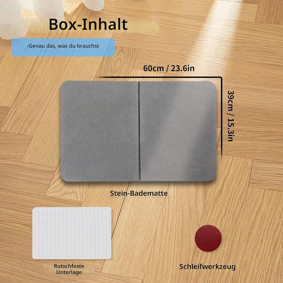 FORESTDREAM Faltbare Kieselgur Duschmatte, rutschfeste Badematte aus Stein, Schnell Trocknende Badez