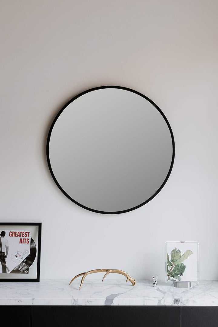 Umbra Hub Wandspiegel – Runder Spiegel für Diele, Badezimmer, Wohnzimmer und Mehr, Schwarz, 94 cm Du