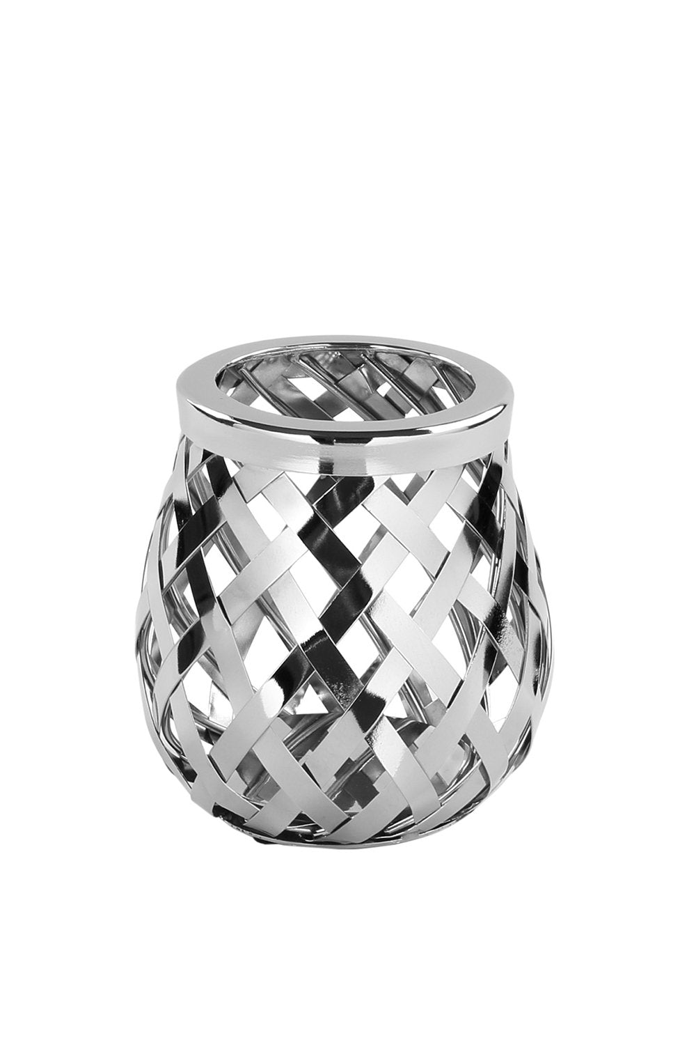 Fink Otis Windlicht aus Edelstahl und Glas in der Farbe Silber, Masse: 14cm x 14cm x 15cm, 159205
