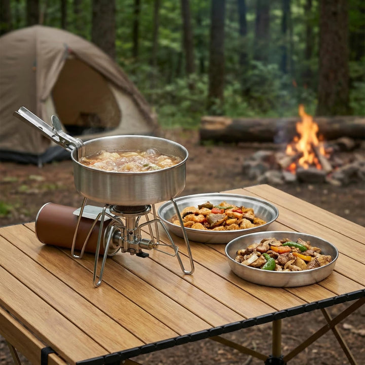 Norskskin Kochset Camping Topfset für Gas Spiritus Festbrennstoff Kocher Single Set