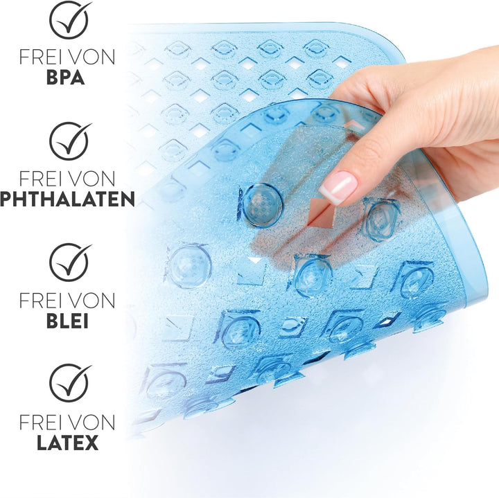 BAMONDO Duschmatte rutschfest & Hautsensitiv (blau transparent) 53x53 cm - Antirutschmatte Dusche ma