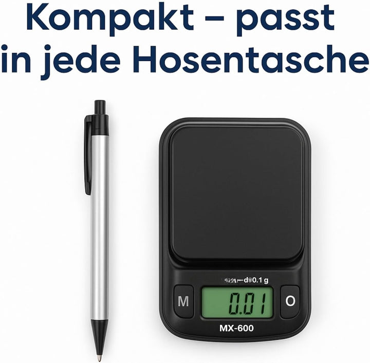 Weedness Feinwaage Waage milligramm 0,1g/500g Micron - Taschenwaage Digital Briefwaage Tischwaage Go