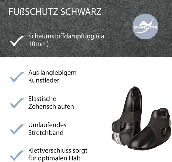 Ju-Sports Fussschutz - schwarz I Gepolsterter Kampfsport &amp; Kickboxen Fussschutz mit Klettband &amp; Zehe