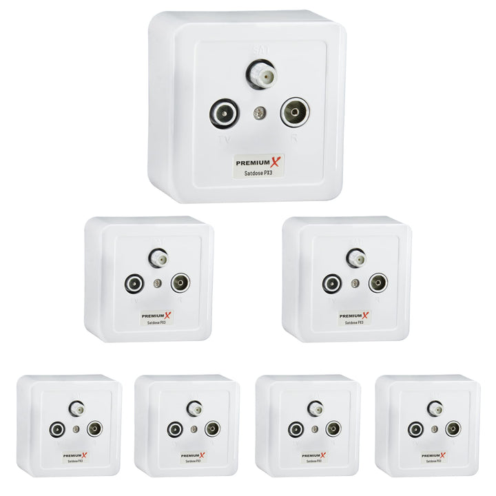 Premium X 7X PX3 Antennendose 3-Fach Enddose Antennen-Dose Einzel und Stichleitungsdose Aufputz Unte