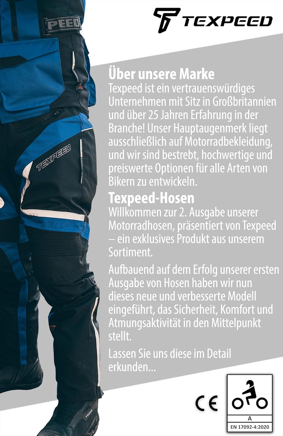 Texpeed Motorradhose Mit Protektoren Herren - Textil Wasserdicht Motorroller Motorrad Bikerin Mit Sc