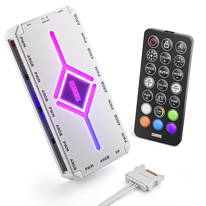 AsiaHorse ASH-S1 ARGB PWM PC Lüfter Hub Mit Controller [20 ARGB-Effekte] [Einzigartiger Farb-Lernmod