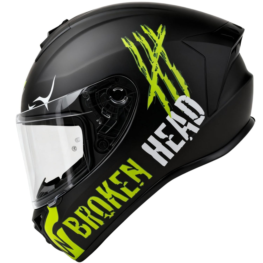 Broken Head Adrenalin Therapy 4X - Sportlicher Integralhelm - Motorrad-Helm - Schwarz-Grün Matt L (5