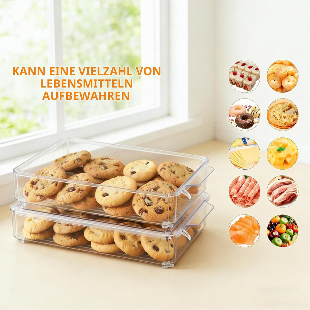 Keksdosen - 2 ser Grossformatige Dichtungen gebäckdose - Stapelbare Vorratsbehälter für Snacks，Zum A
