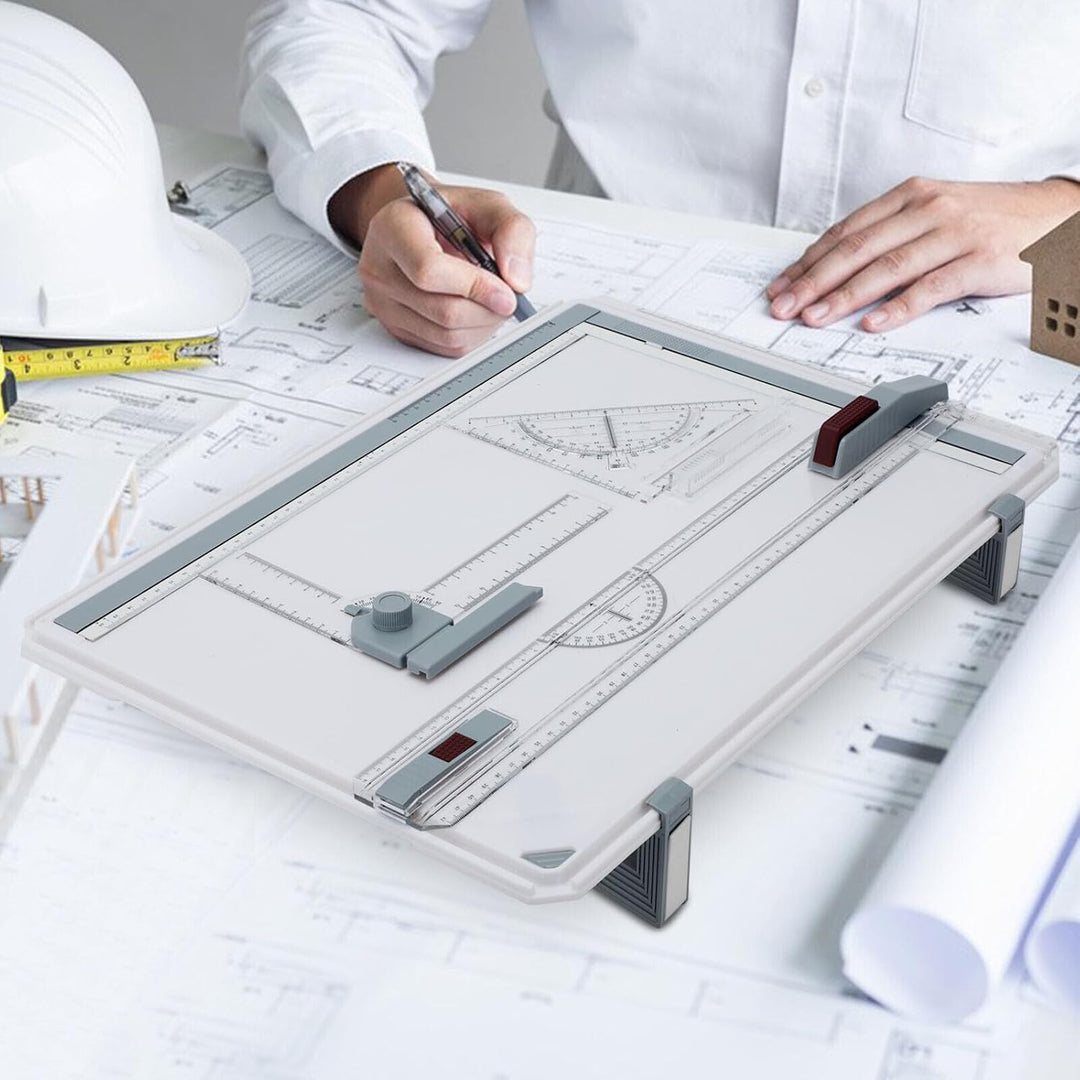 MorNon Zeichenplatte A3 Zeichenbrett Professioneller Zeichentisch mit Schiebelineal Zeichendreieck u