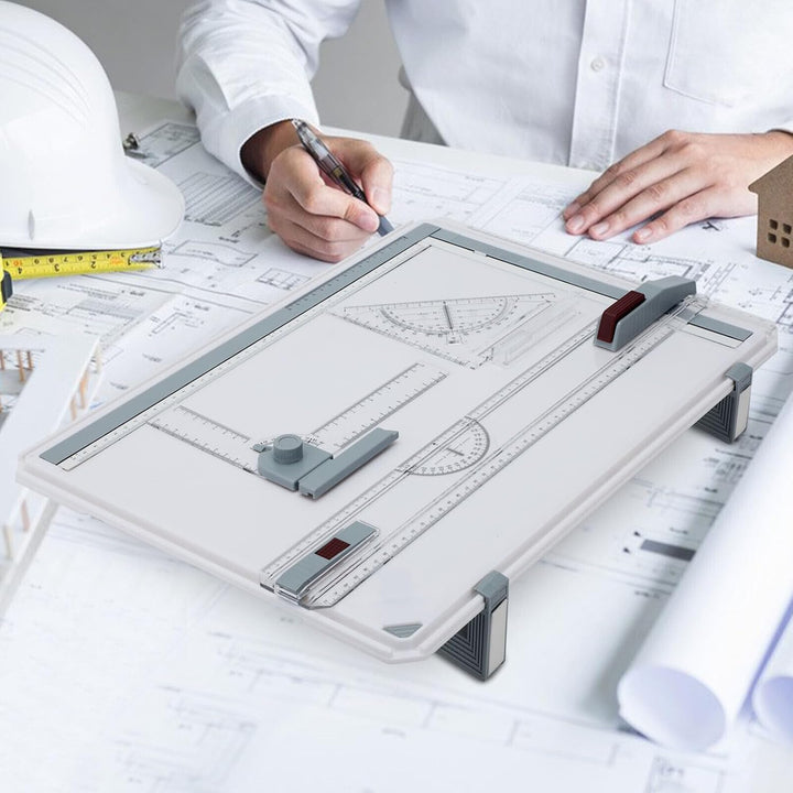 MorNon Zeichenplatte A3 Zeichenbrett Professioneller Zeichentisch mit Schiebelineal Zeichendreieck u