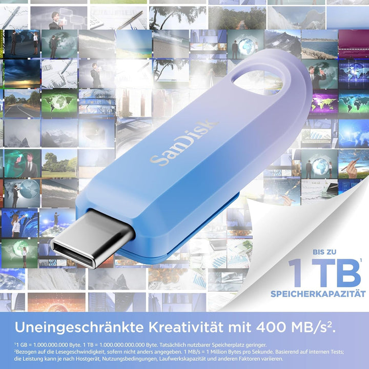 SanDisk Creator USB-C Flash Drive 256 GB (Für Computer, Tablets & Smartphones, USB Type-C, Bis zu 40