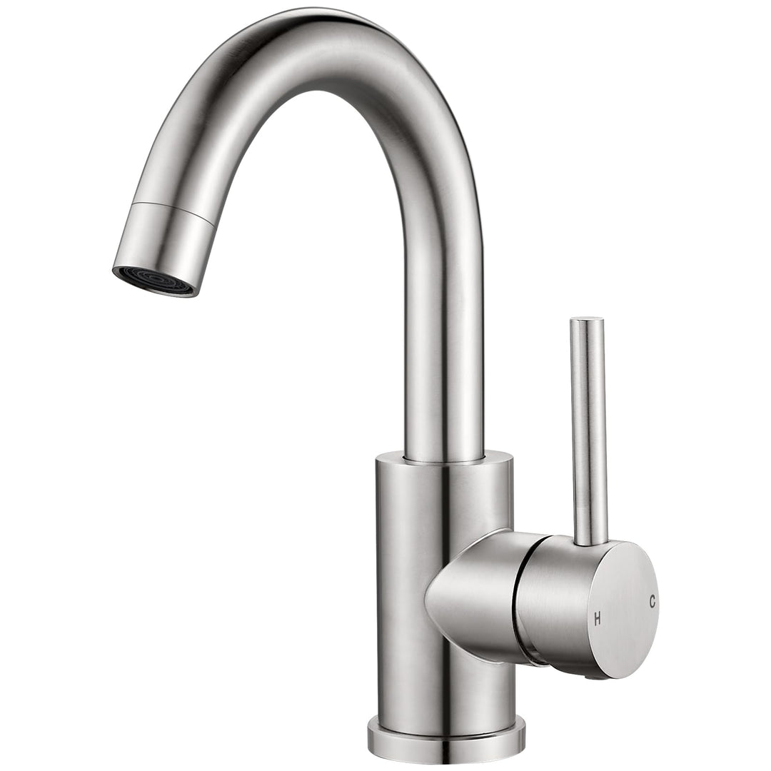 Wasserhahn Bad 360° Drehbar, Edelstahl Waschtischarmatur Armaturen Waschbecken Hoch, Einhebelmischer