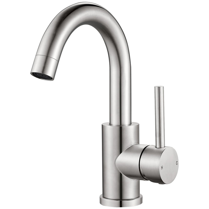 Wasserhahn Bad 360° Drehbar, Edelstahl Waschtischarmatur Armaturen Waschbecken Hoch, Einhebelmischer