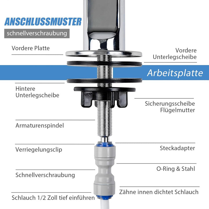 iSpring GB1 Umkehrosmose (RO) Wasserhahn, Bleifrei für Osmoseanlage, Trinkwasser-Wasserhahn ohne Luf
