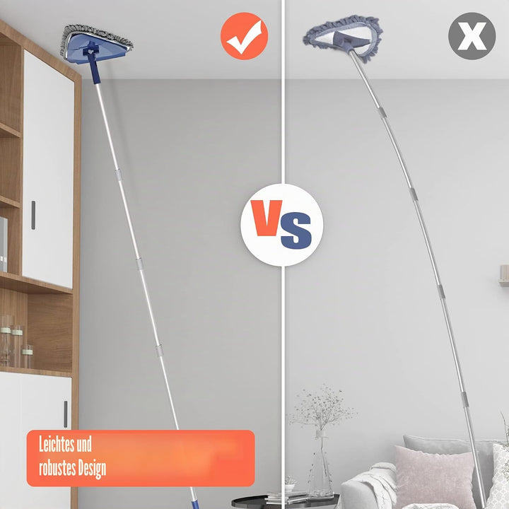 JEHONN Bodenwischer Wischmopp mit Langem Griff 200CM, 3-In-1 Wand Mop mit 6 Ersatz Mikrofaser Chenil