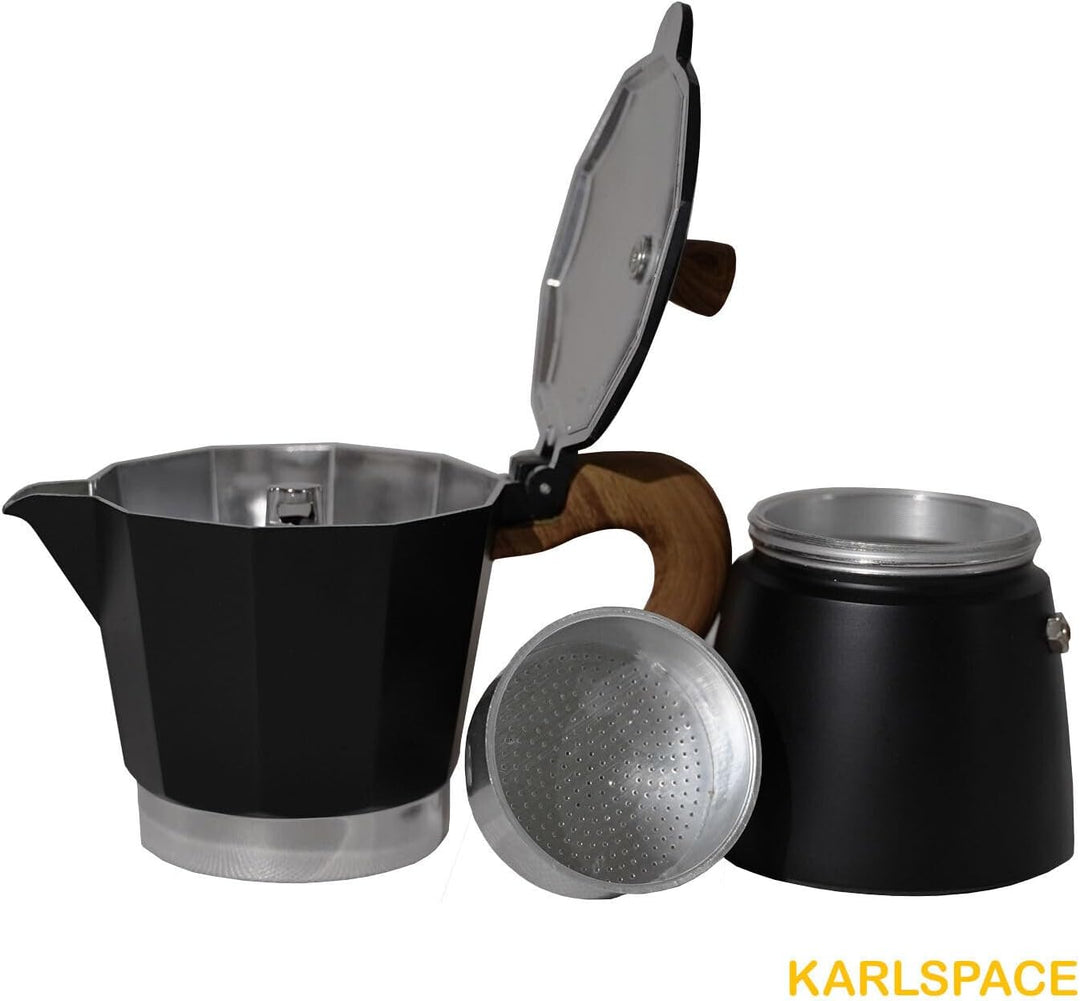 Karlspace Premium-Espressokocher Kaffee Aluminium für 6 Tassen - in verschiedenen Farben - Herdplatt