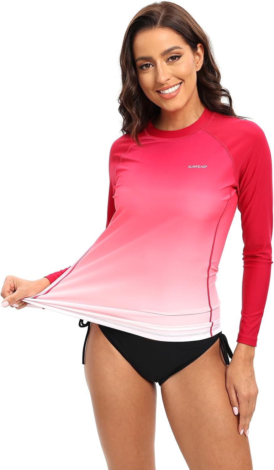 SURFEASY Damen Rash Guard Langarm Sonnenschutz Schnelltrocknend Badeshirt Surf Shirt Schwimmen Badem