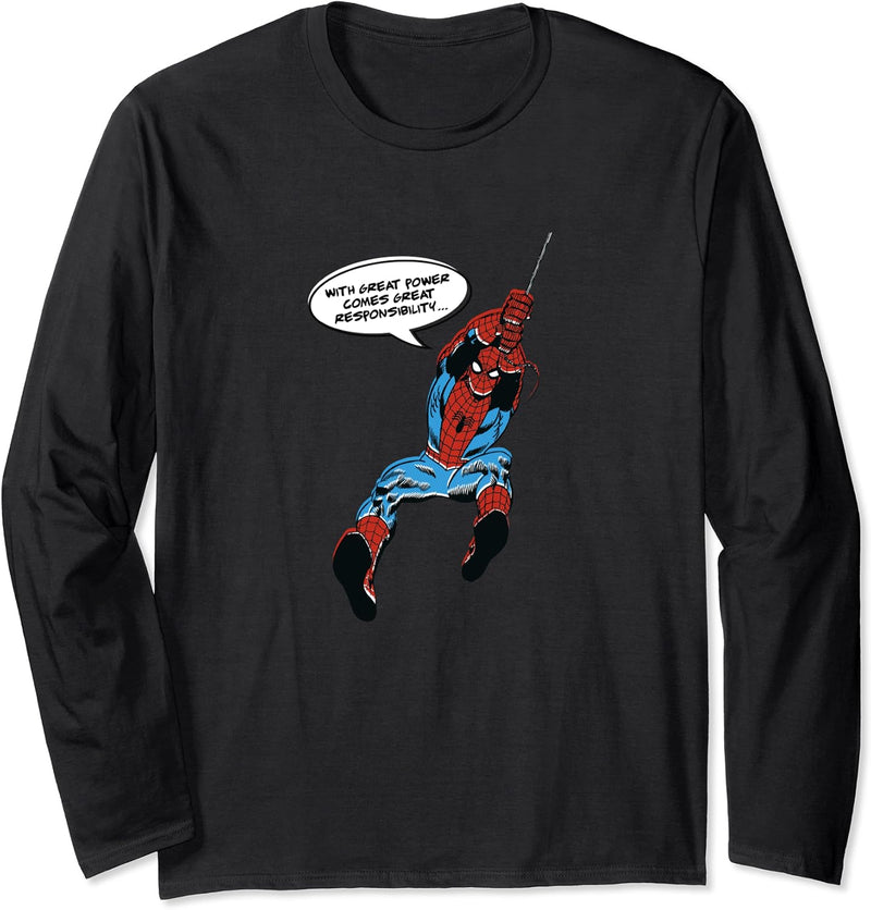 Marvel Spider-Man Great Power Quote Langarmshirt